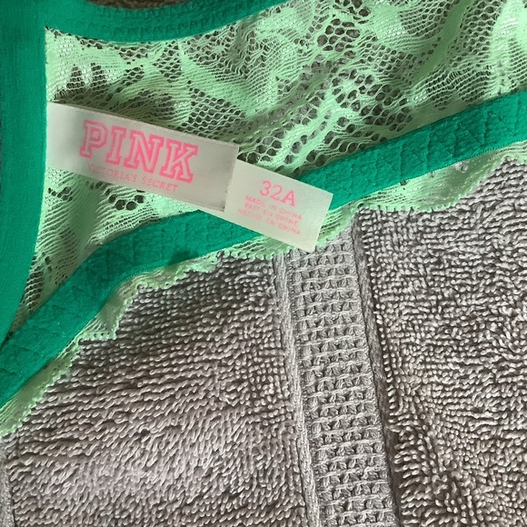 PINK Victoria’s Secret Green Lace Date Racerback Push-Up Bra. Size 32A - Picture 8 of 9